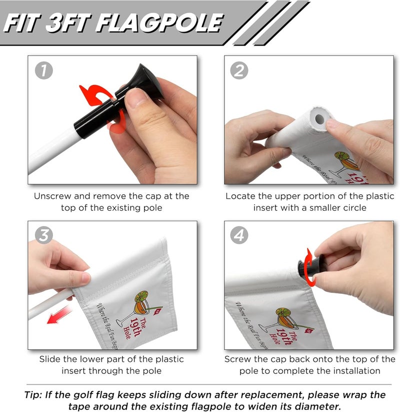 KINGTOP 19th Hole Golf Flag for Backyard Practice Putting Green, PGA Junior Standards, Double Sides 420D Nylon with Tube Insert, 6x8 Inch - Image 4